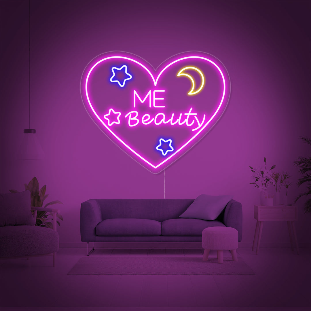 "Hart, Liefde, Me Beauty" Neon Verlichting