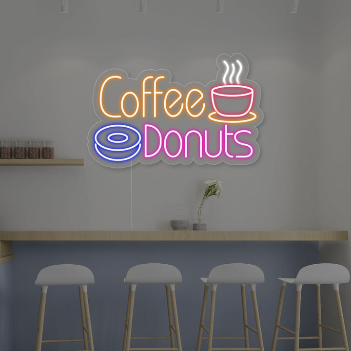 "Warme koffie, Coffee Donuts" Neon Verlichting