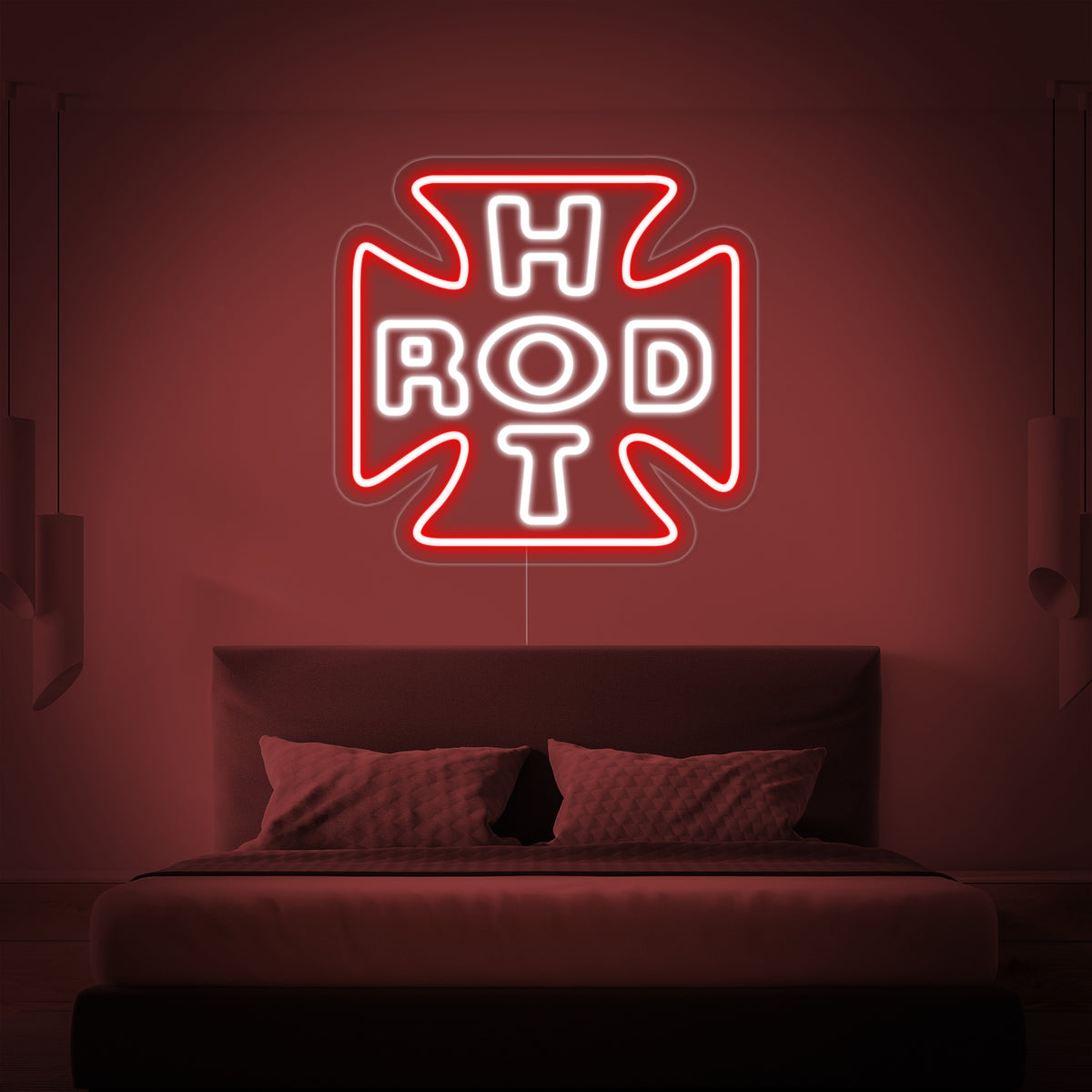 Hot Rod logo LED neon rood wit
