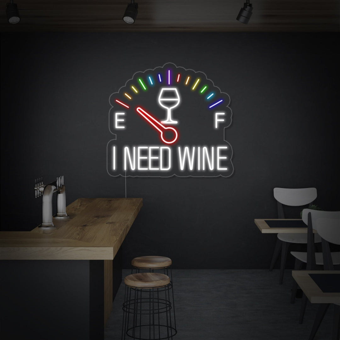 "I Need Wine Klok" Neon Verlichting