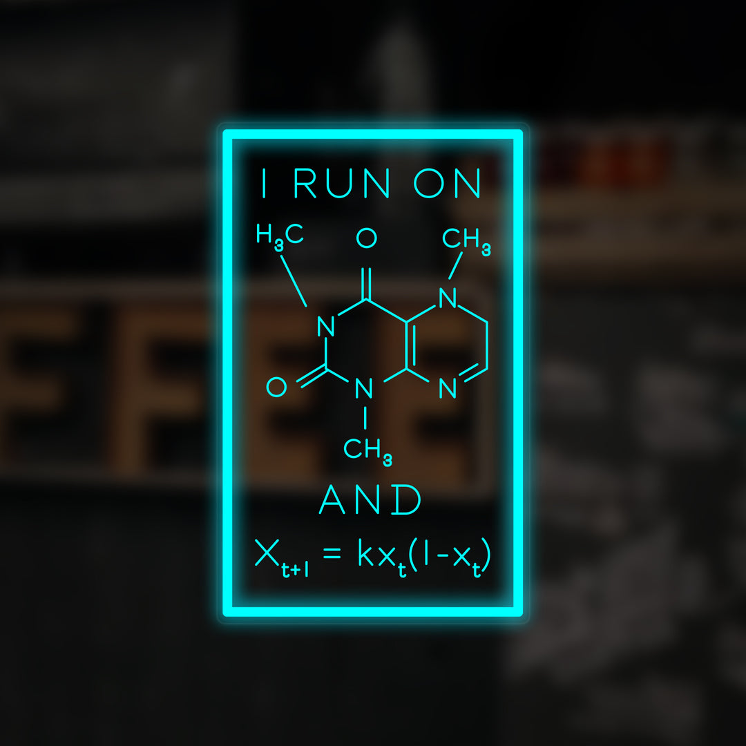 "I Run On Caffeine, Formule" Mini Neon Verlichting