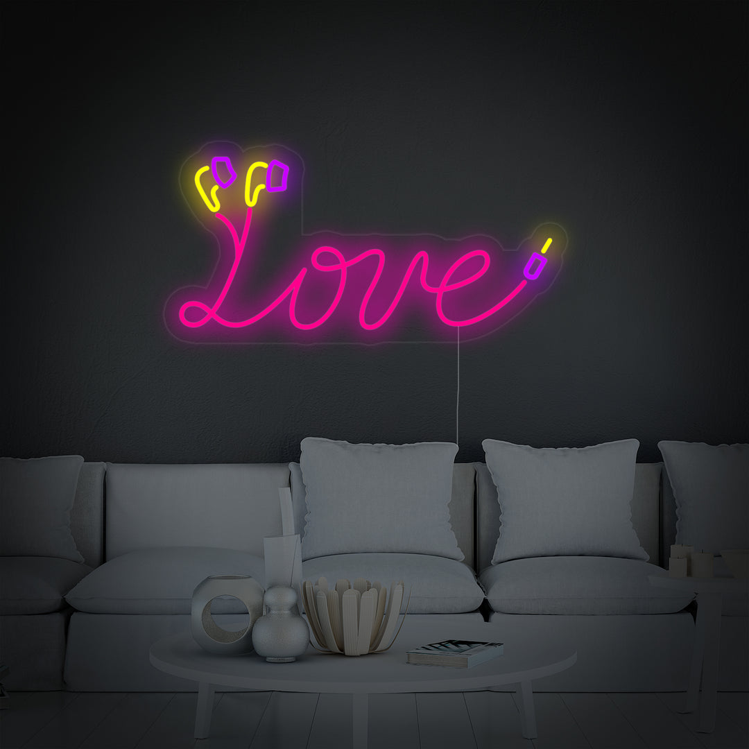 "love, Koptelefoonkabel" Neon Verlichting