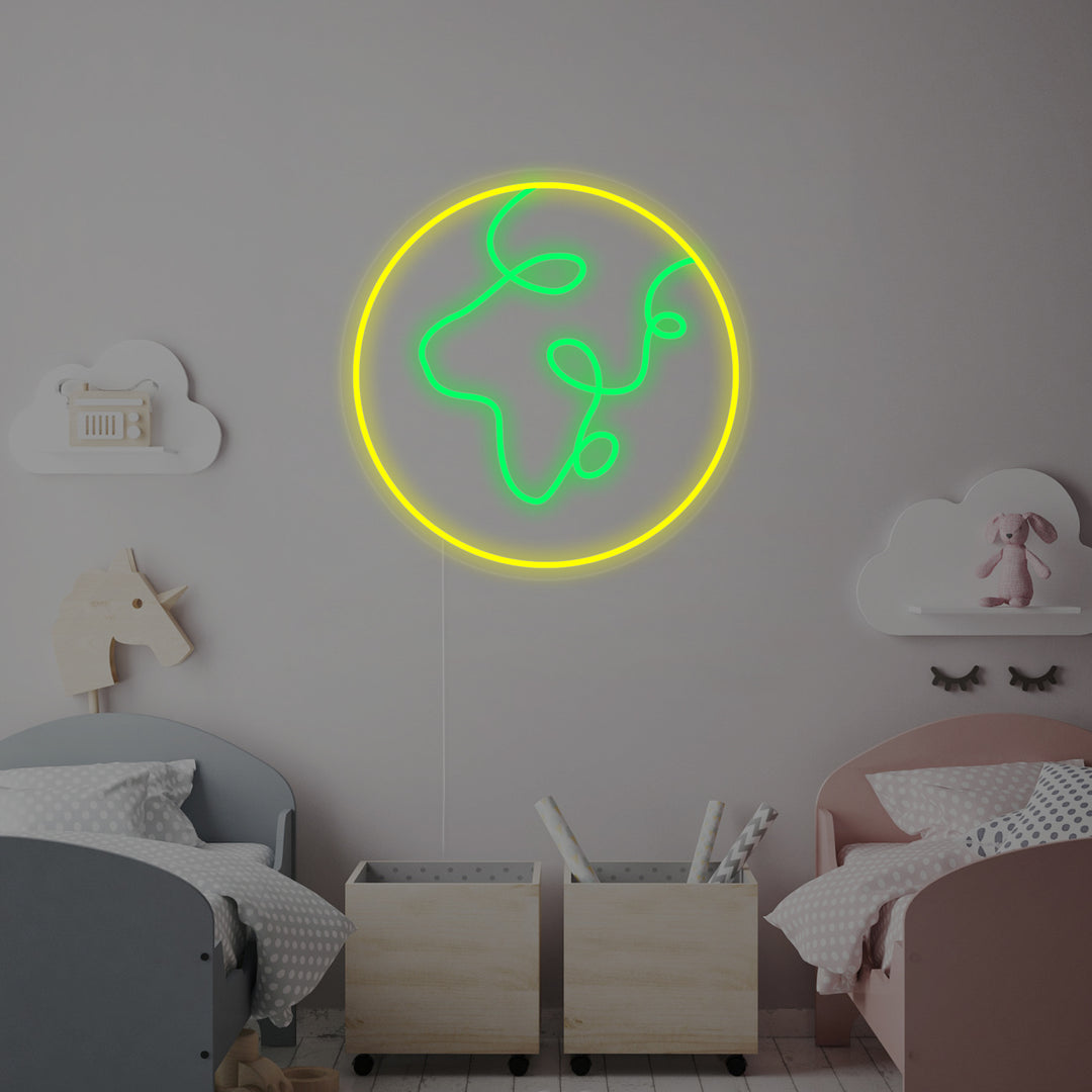 "Planeet En Aarde, Kinderkamer Decor" Neon Verlichting