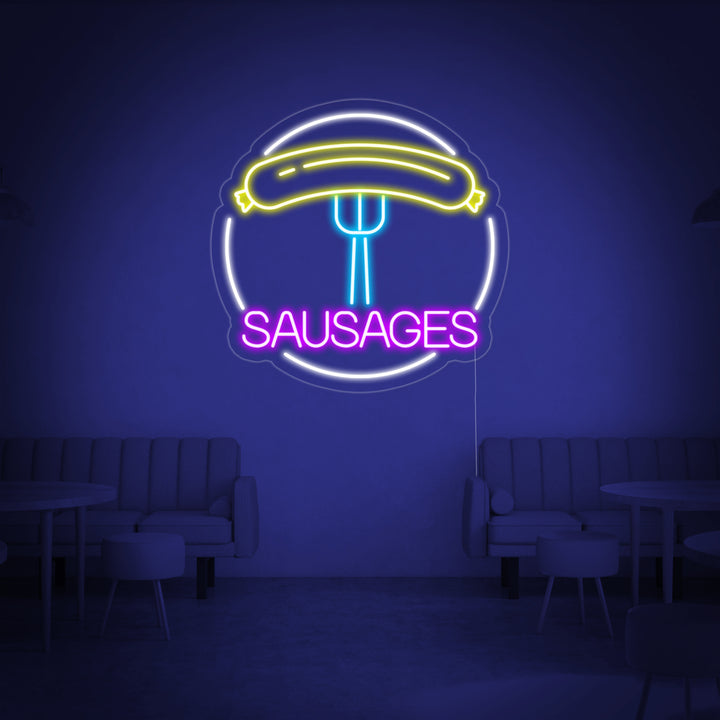 "Sausages, worst, vork" Neon Verlichting