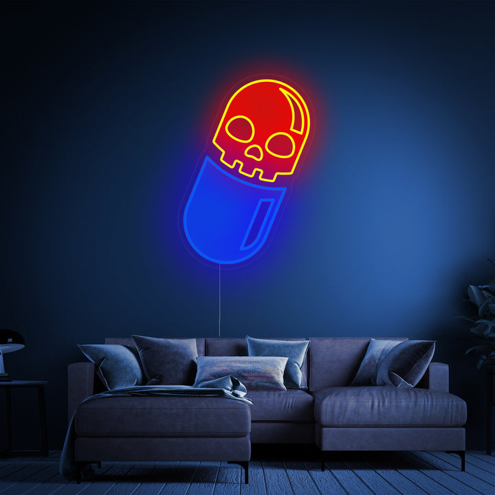"Schedel Pil UV Print" Neon Verlichting