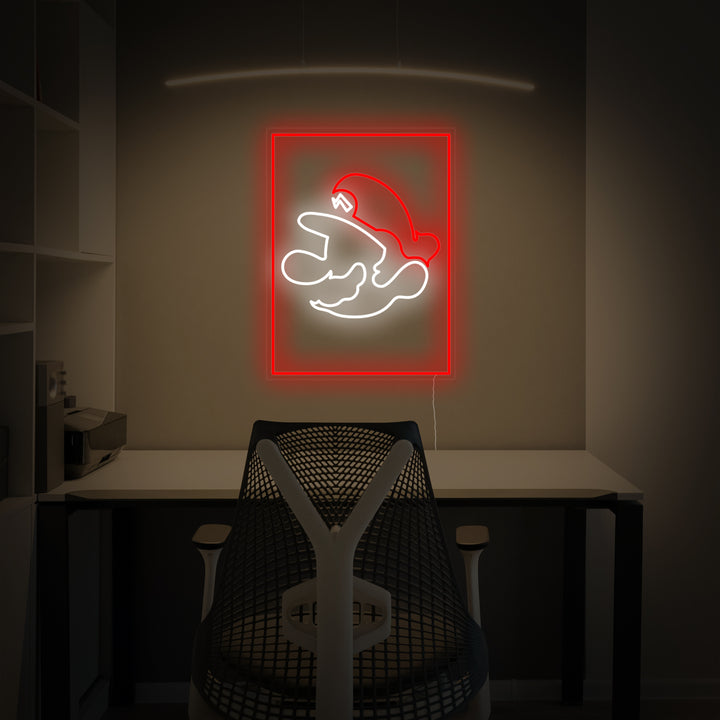 Mario silhouet rode en witte LED neon wandlamp
