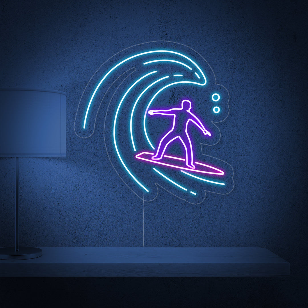 "Surfer In Oceaan Golf" Neon Verlichting