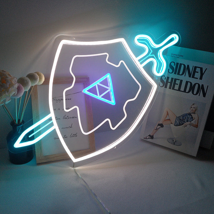 "Zwaard & Schild, Game Muur Kunst" Mini Neon Verlichting