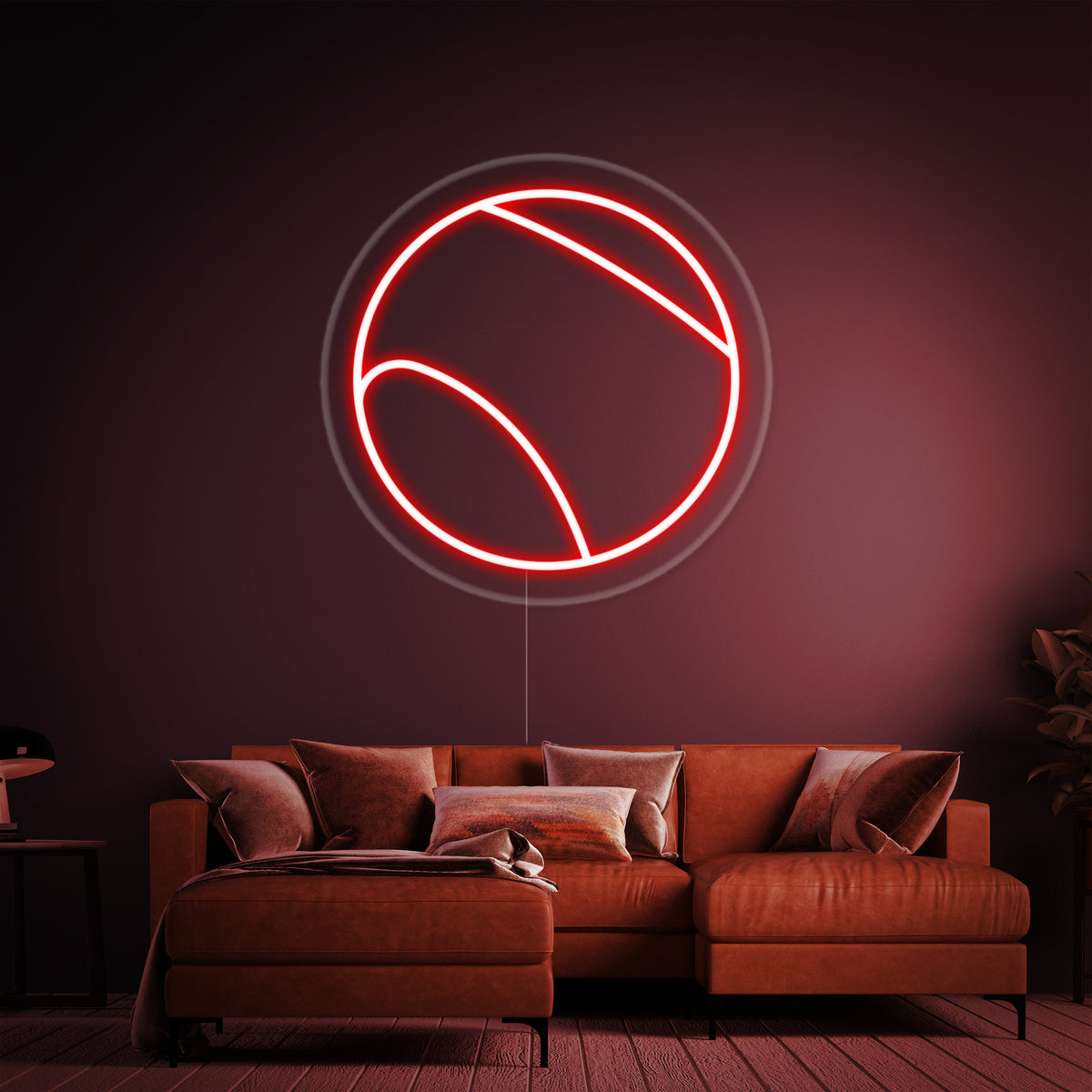 Rode tennisbal LED neon wandlamp